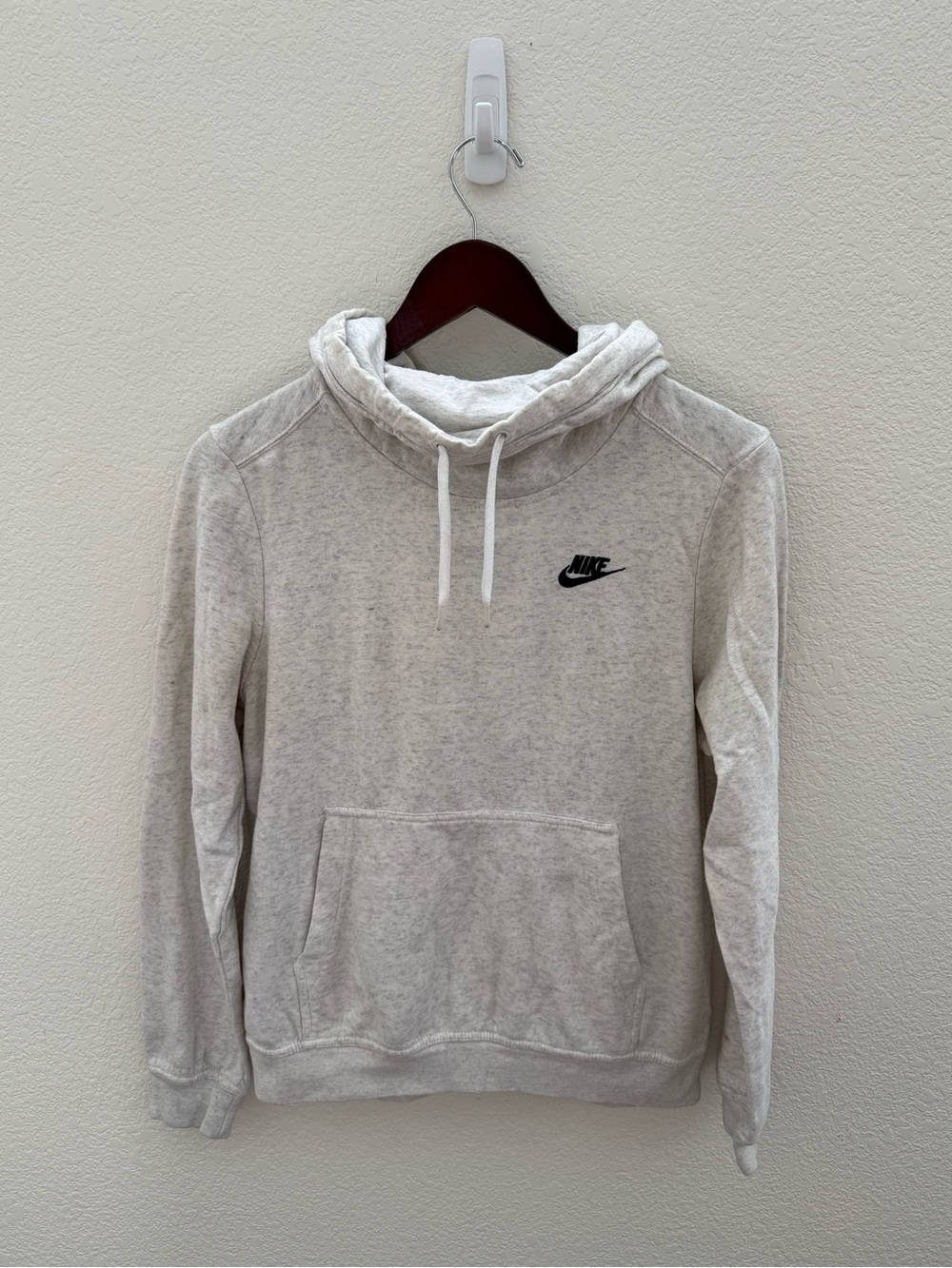 Nike light gray scuba/hoodie pullover sweater, size small.